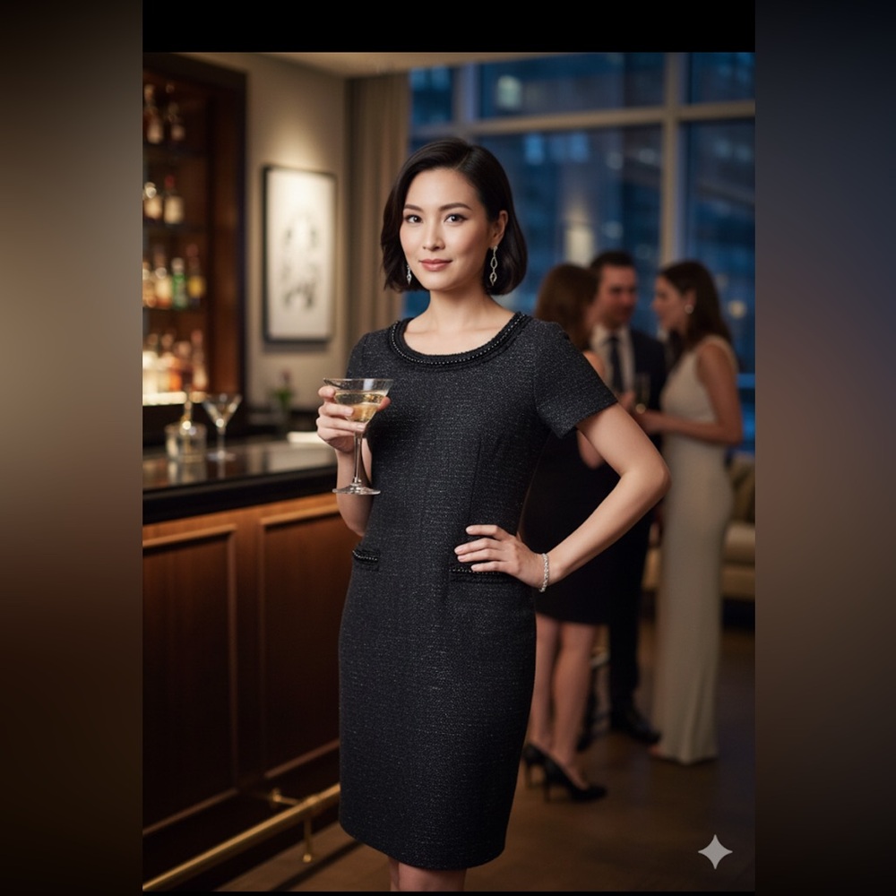 Stunning Talbots Black Tweed Sparkle Dress-4